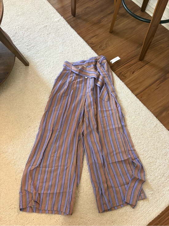 Anthropologie Pants - Anthropologie Striped Wide-Leg Tie-Waist Pants in Lavender and Tan